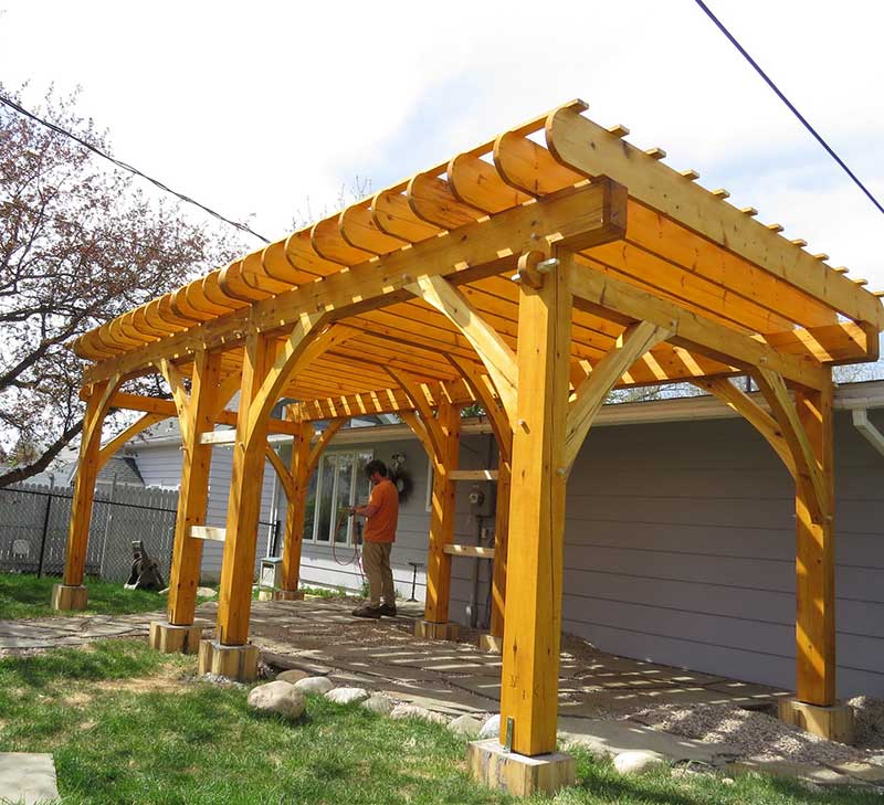 Porch addition by timber framing